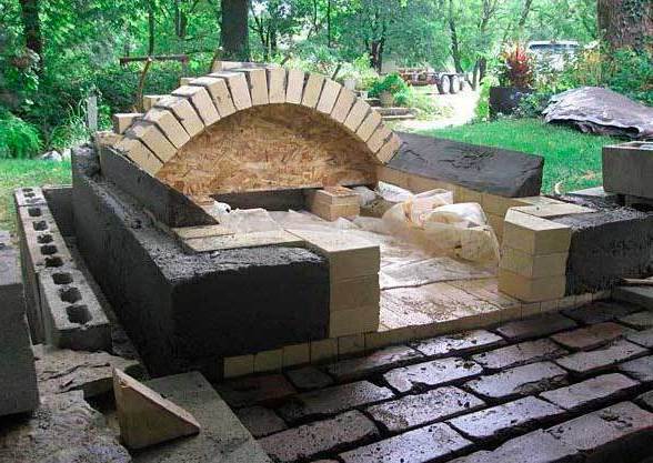 Монтаж печи с использованием огнеупорного бетона