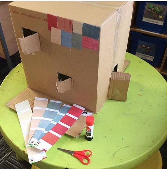 Photo of Cardboard box house school project