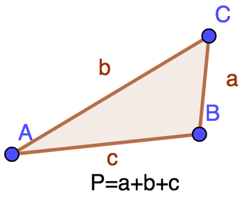 Formula for calculating the perimeter of a triangle.